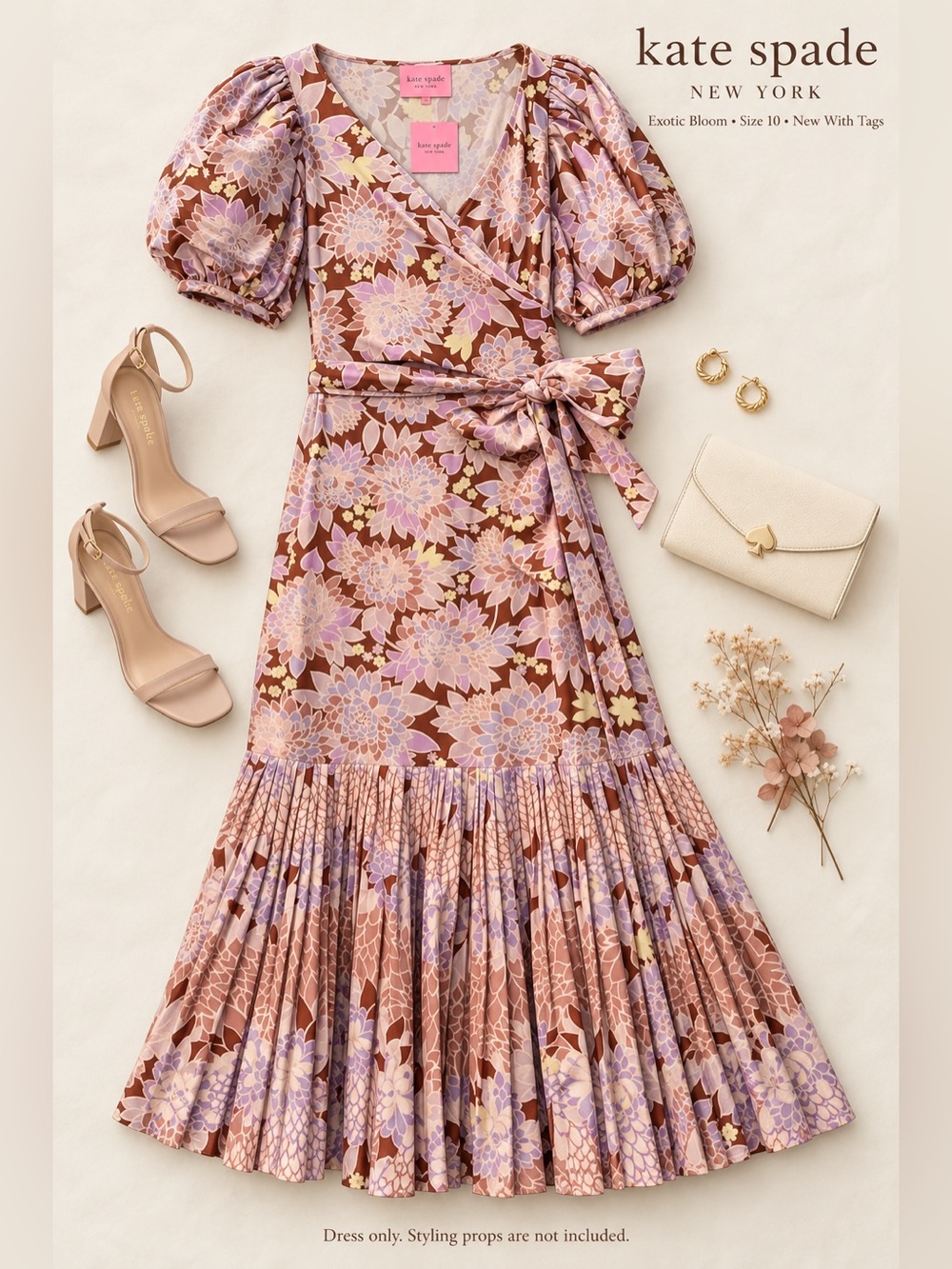 NWT Kate Spade Exotic Bloom Poplin Wrap Dress Hot Cider Floral Size 10